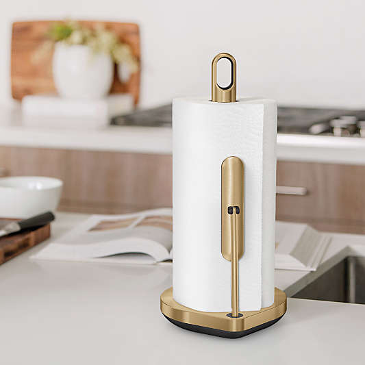 simplehuman Tension Arm Paper Towel Holder, Brass Steel