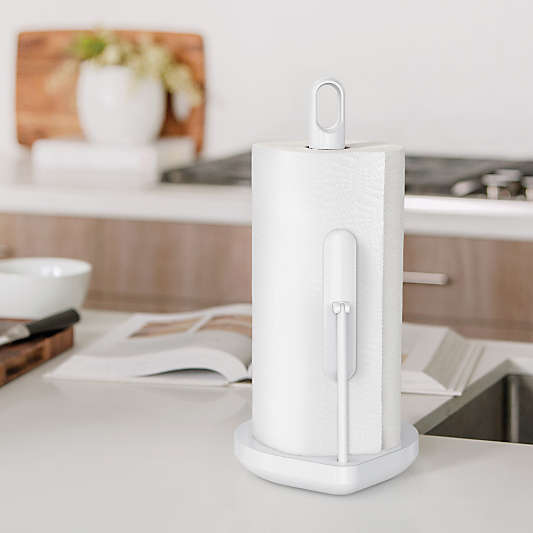 simplehuman Tension Arm Paper Towel Holder, White Steel