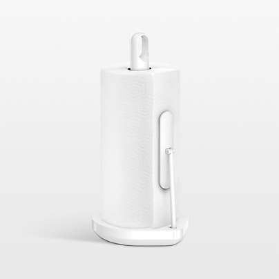 simplehuman Tension Arm Paper Towel Holder, White Steel