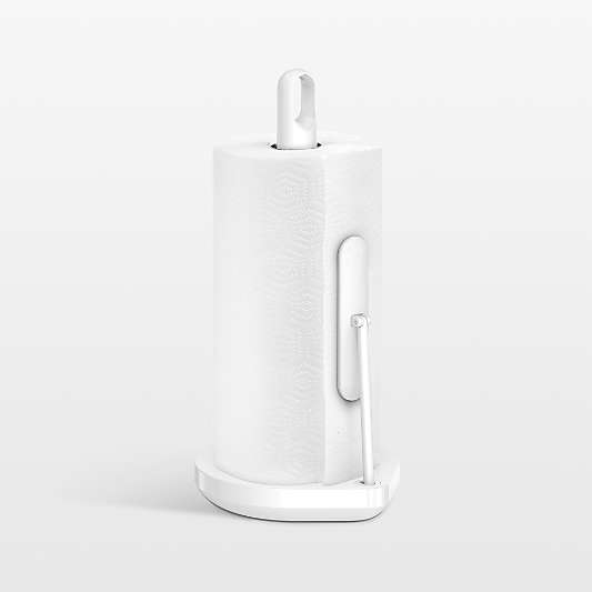 simplehuman Tension Arm Paper Towel Holder, White Steel