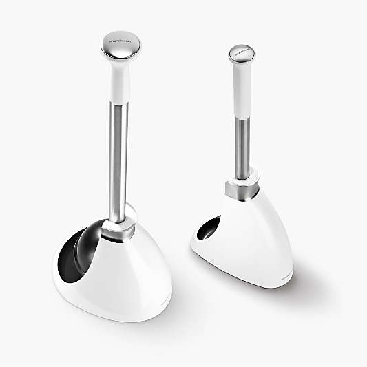 Simplehuman Toilet Brush and Plunger Set, White Steel
