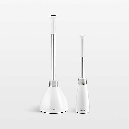 simplehuman ® White Toilet Brush and Plunger Set