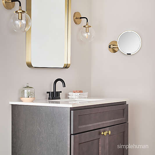 Simplehuman 8" Hard-Wired Wall Mount Sensor Mirror, 5x Magnification, Brass Steel
