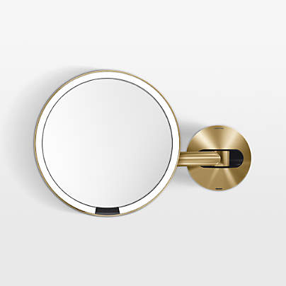 Simplehuman 8" Hard-Wired Wall Mount Sensor Mirror, 5x Magnification, Brass Steel