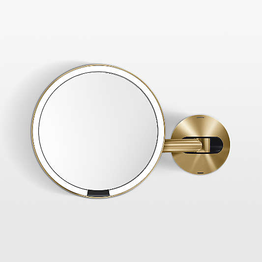 Simplehuman 8" Hard-Wired Wall Mount Sensor Mirror, 5x Magnification, Brass Steel