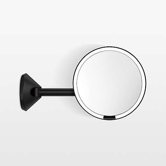 Simplehuman 8" Hard-Wired Wall Mount Sensor Mirror, 5x Magnification, Matte Black Steel
