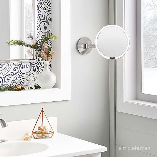 Simplehuman 8" Hard-Wired Wall Mount Sensor Mirror, 5x Magnification, Brushed Stainless Steel