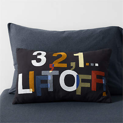 Smithsonian "321 Lift Off!" Embroidered Kids Throw Pillow