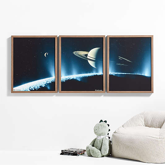 Smithsonian 3-Piece Saturn and Moons Framed Wall Art Print