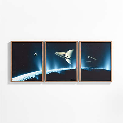 Smithsonian 3-Piece Saturn and Moons Framed Wall Art Print