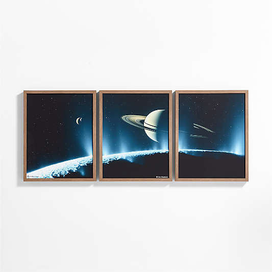 Smithsonian 3-Piece Saturn and Moons Framed Wall Art Print