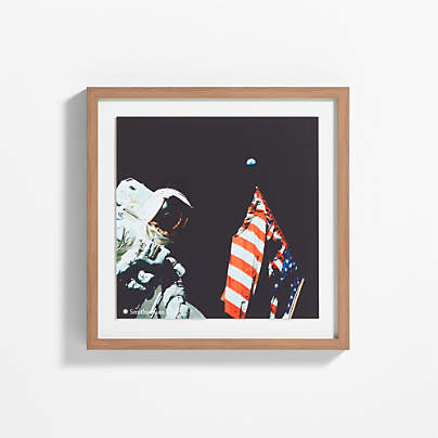 Smithsonian Astronaut and American Flag Framed Wall Art Print