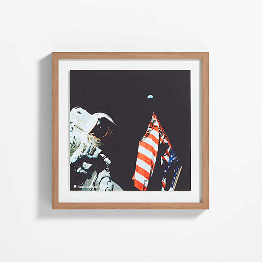 Smithsonian Astronaut and American Flag Framed Wall Art Print