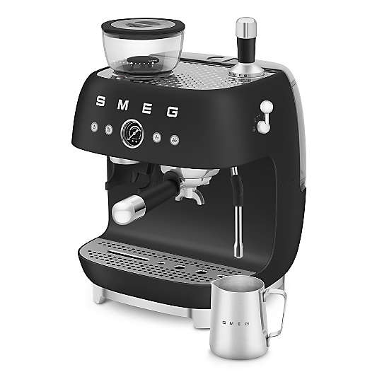 SMEG Matte Black Semi-Automatic Espresso Machine