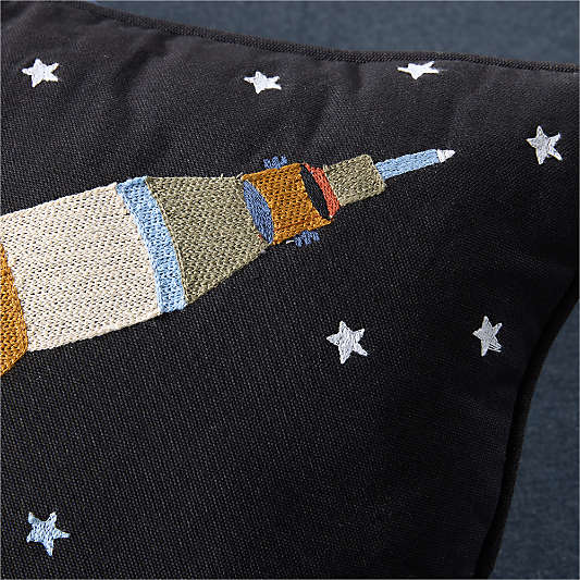 Smithsonian Rocket Embroidered Kids Throw Pillow