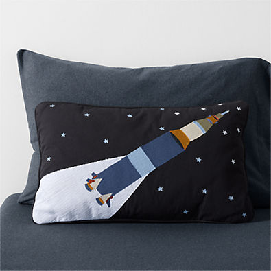 View Smithsonian Rocket Embroidered Kids Throw Pillow details