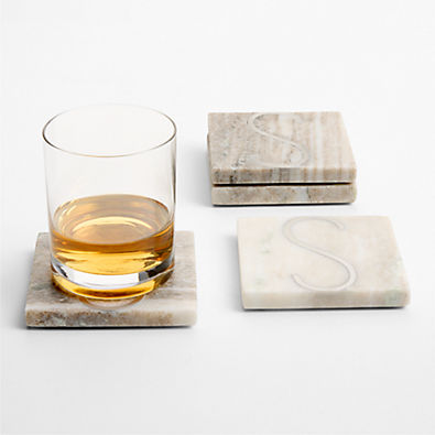 View Tuscan Kitchen Marble "S" Monogram Coasters, Set of 4 details