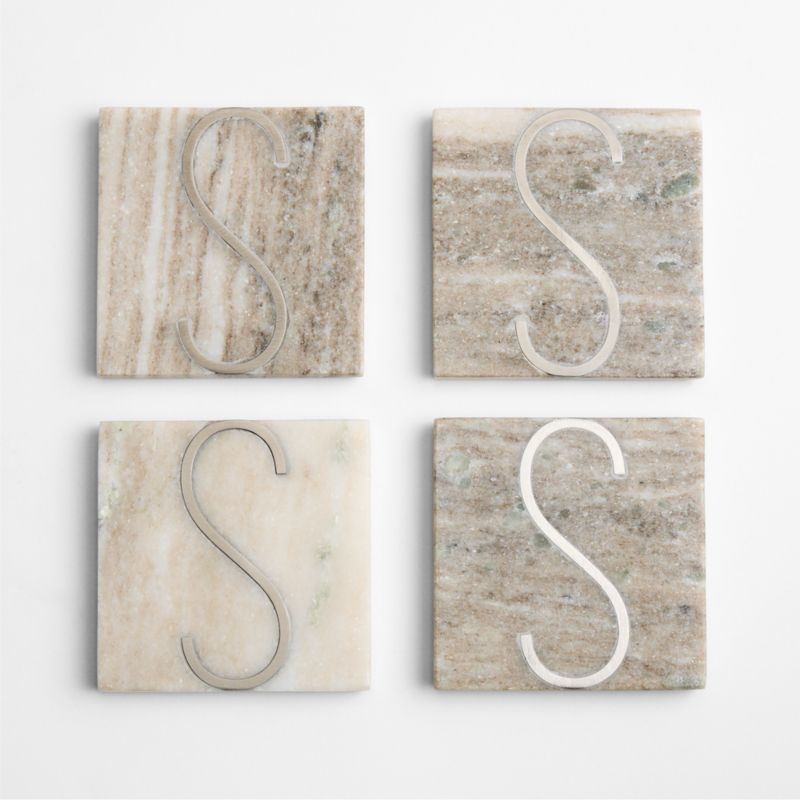 Tuscan Kitchen Marble "S" Monogram Coasters, Set of 4 - image 3 of 4