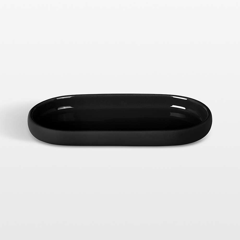Blomus SONO Ceramic Black Oval Bathroom Tray + Reviews Crate & Barrel