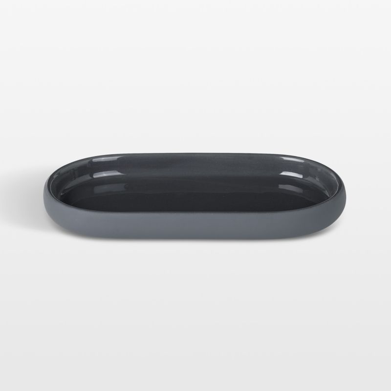 Viewing product image Blomus SONO Ceramic Magnet Grey Oval Bathroom Tray - image 1 of 1