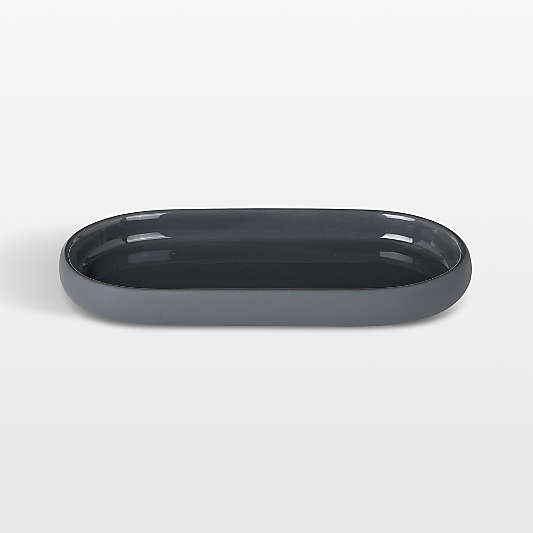 Blomus SONO Ceramic Magnet Grey Oval Bathroom Tray