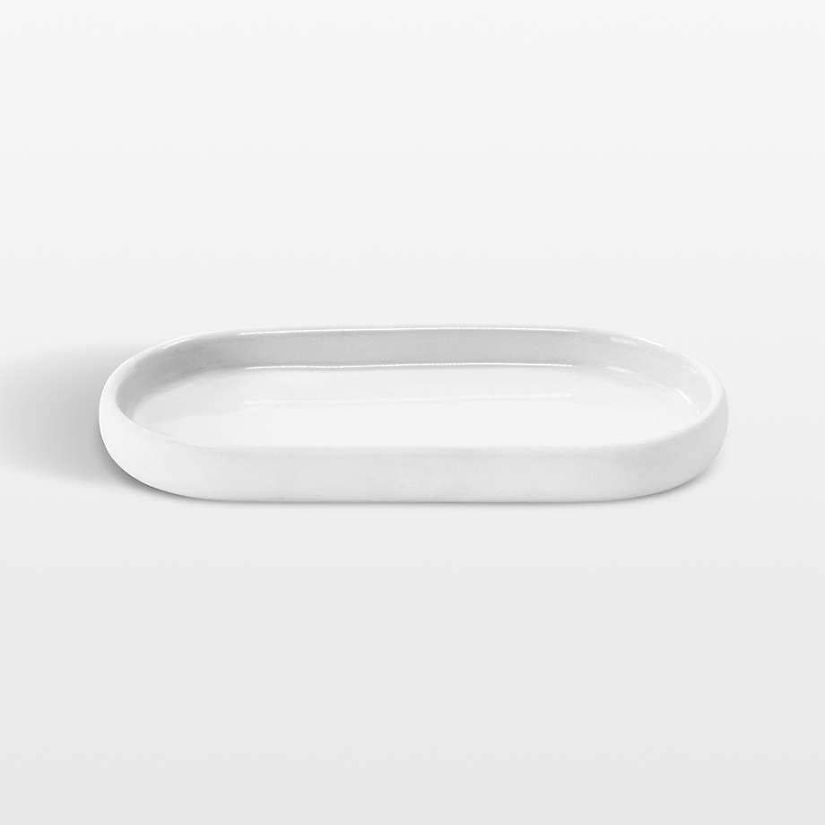 Blomus SONO Ceramic White Oval Bathroom Tray Crate & Barrel