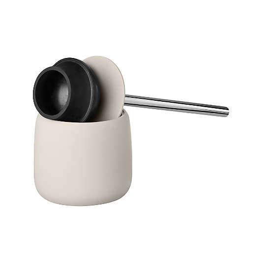 Blomus SONO Moonbeam Cream Decorative Toilet Plunger and Holder