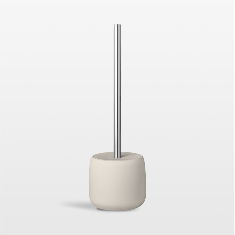 Blomus SONO Moonbeam Cream Decorative Toilet Plunger and Holder | Crate & Barrel