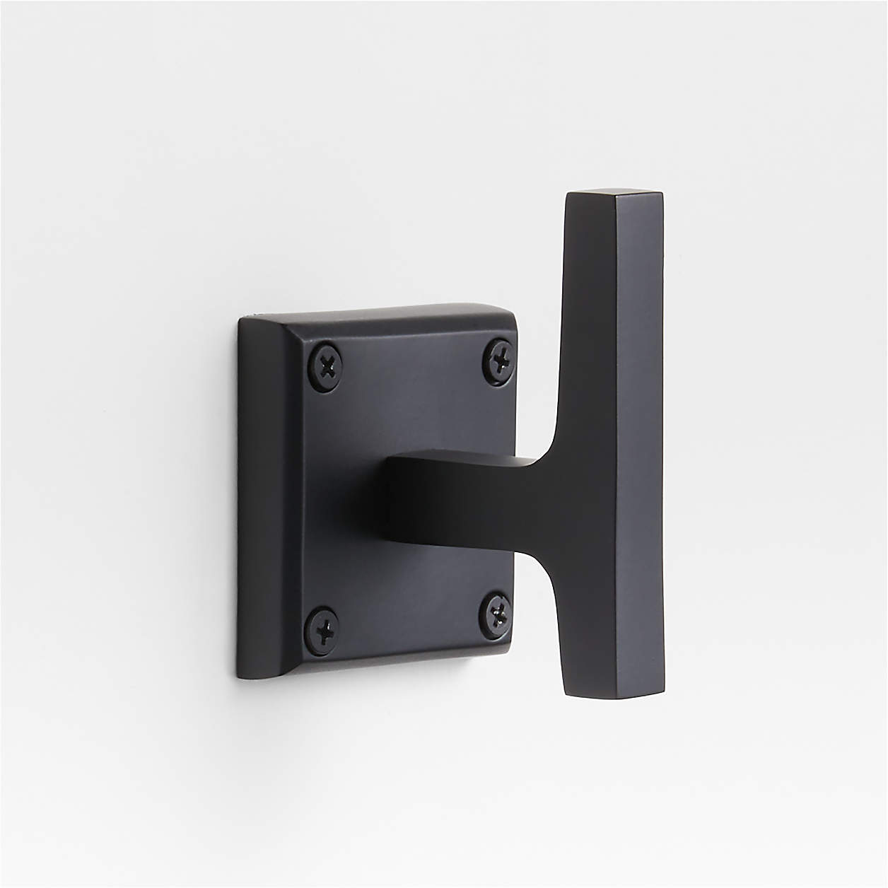 Square Edge Matte Black Bathroom Towel Hook Crate & Barrel