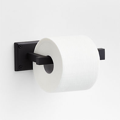 View Square Edge Matte Black Wall-Mounted Toilet Paper Holder details