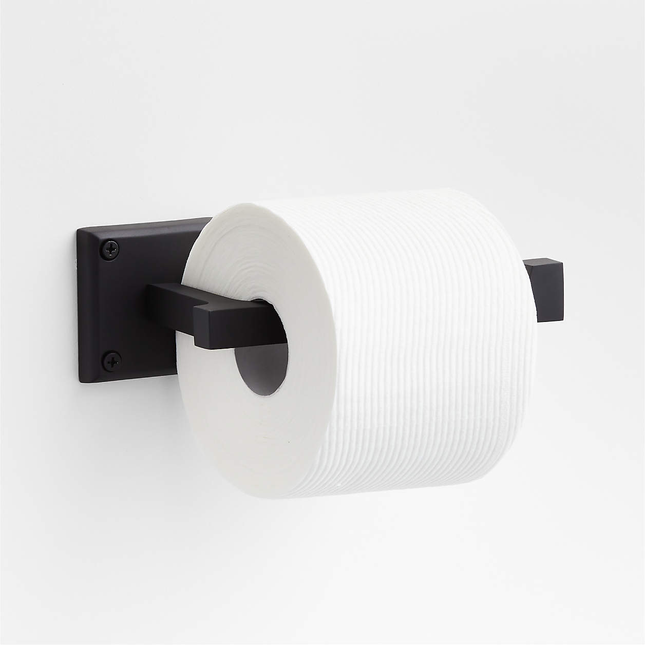 Square Edge Matte Black Wall-Mounted Toilet Paper Holder | Crate & Barrel