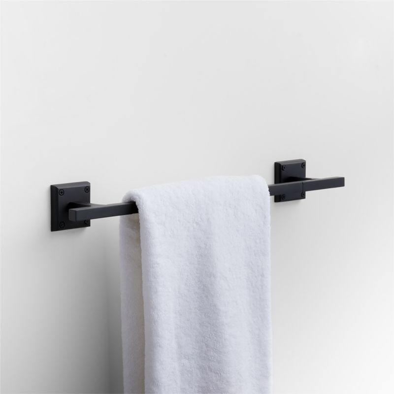 Square Edge Matte Black Bath Towel Bar 18"