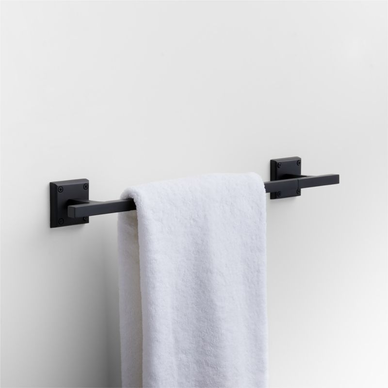 Square Edge Matte Black Bath Towel Bar 18