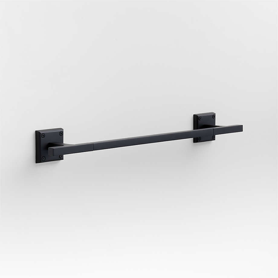 Square Edge Matte Black Bath Towel Bar 18" Crate & Barrel