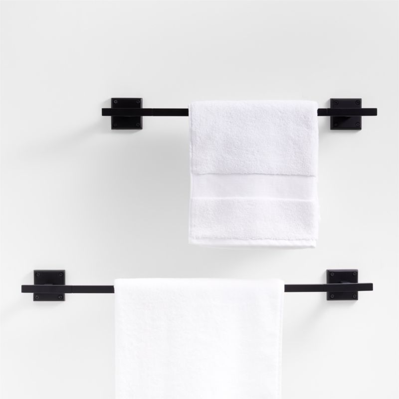 Square Edge Matte Black Bath Towel Bar 18"