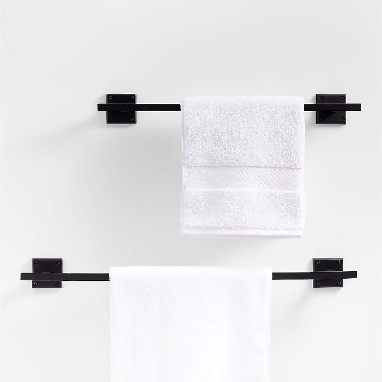 Square Edge Matte Black Bathroom Hand Towel Ring + Reviews | Crate & Barrel