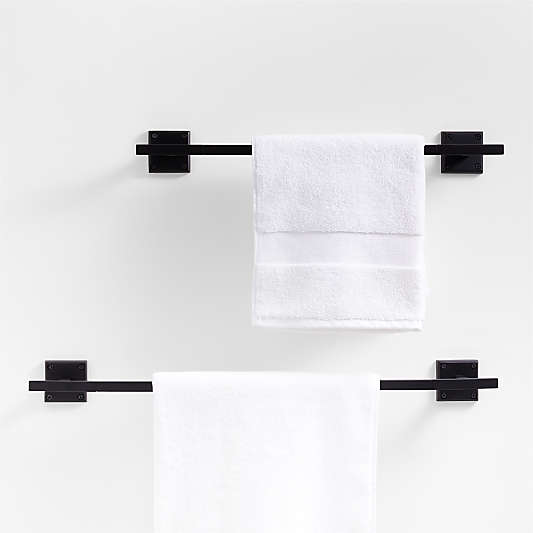 Square Edge Matte Black Bath Towel Bars