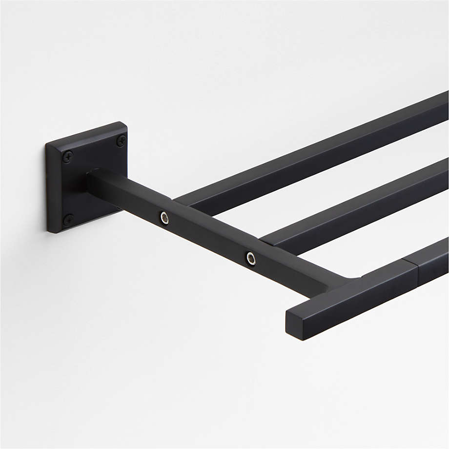 Crate&Barrel Square Edge Matte Black WallMounted Bathroom Towel Rack