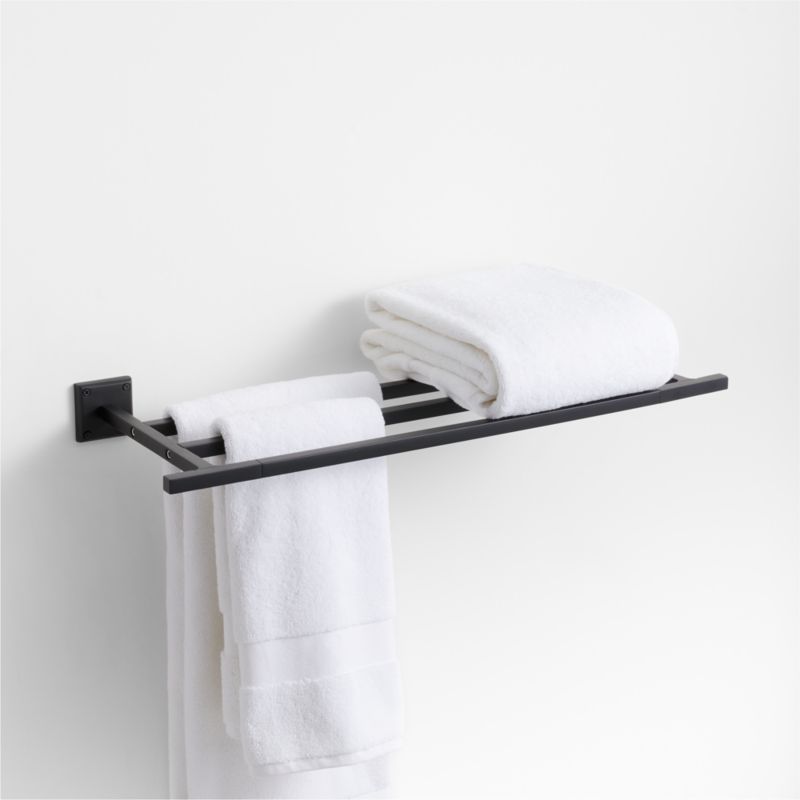 Square Edge Matte Black Wall-Mounted Bathroom Towel Rack + Reviews