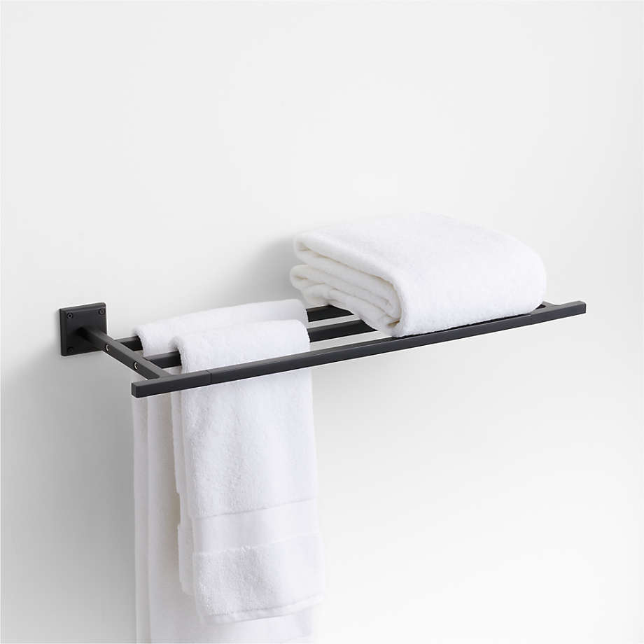 Square Edge Matte Black Wall-Mounted Bathroom Towel Rack