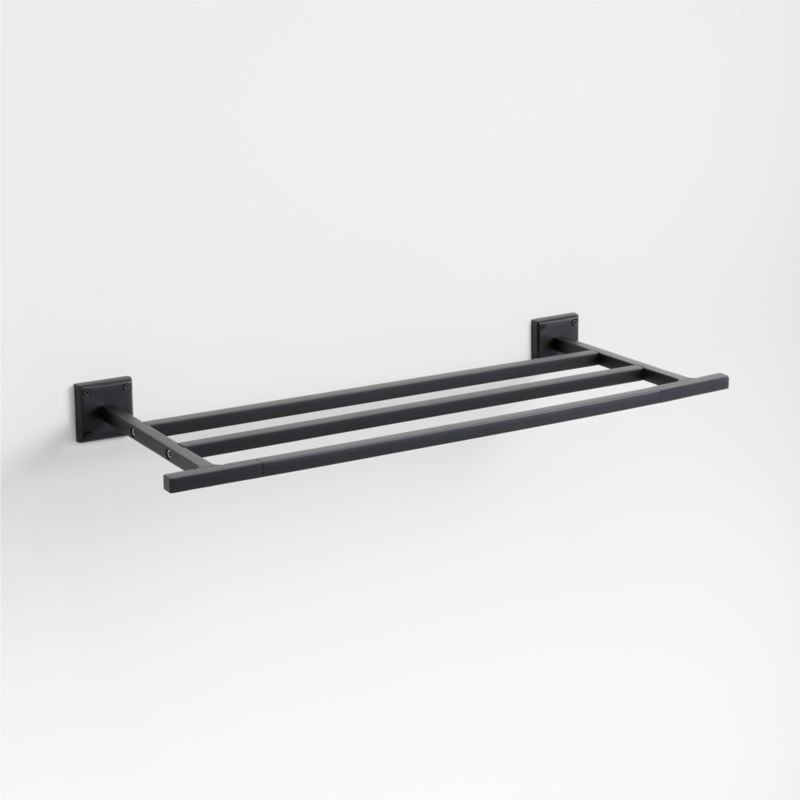 Square Edge Matte Black Wall-Mounted Bathroom Towel Rack