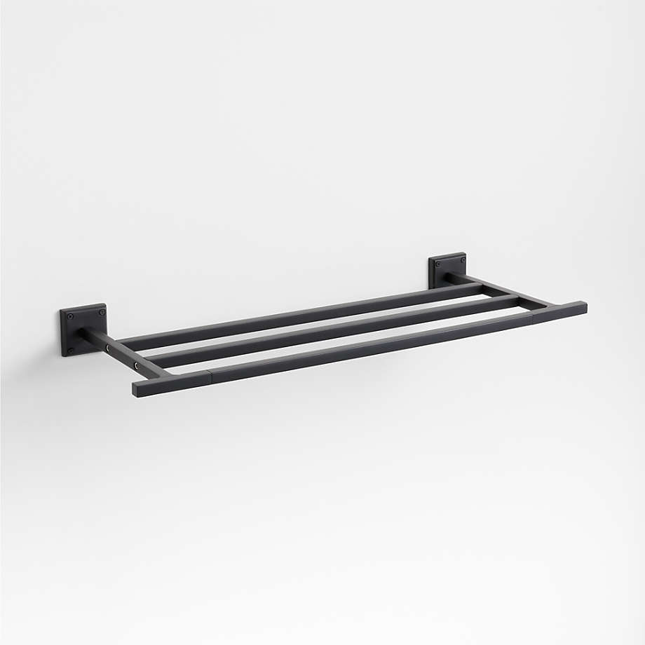 Crate&Barrel Square Edge Matte Black WallMounted Bathroom Towel Rack