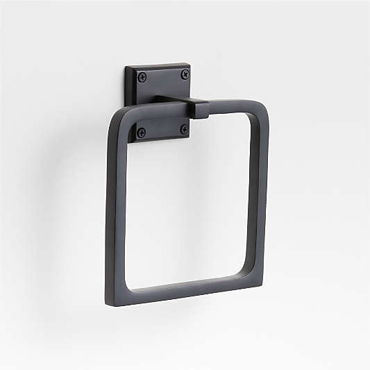 Square Edge Matte Black Bathroom Hand Towel Ring