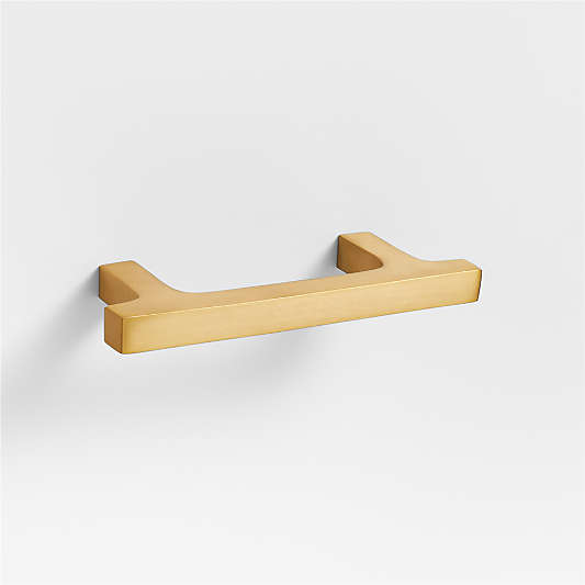 Square Edge 3" Brushed Brass Cabinet Drawer Bar Pull