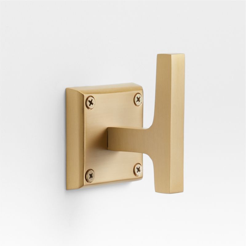 Square Edge Brushed Brass Bathroom Towel Hook