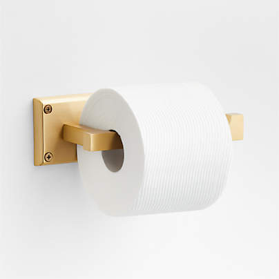 Square Edge Brushed Brass Wall-Mounted Toilet Paper Holder