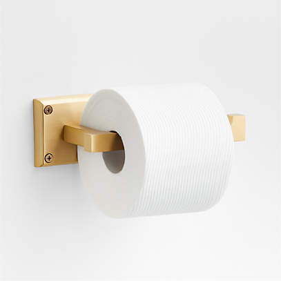 Modern Fluted Brushed Brass Wall-Mounted Toilet Paper Holder + Reviews