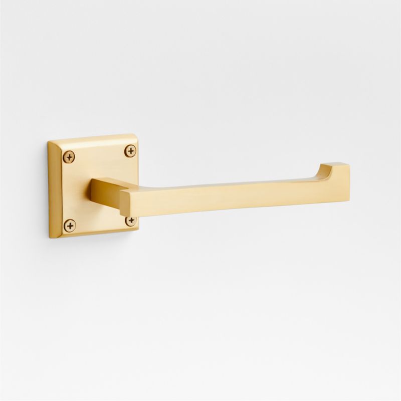 Square Edge Brushed Brass Wall-Mounted Toilet Paper Holder