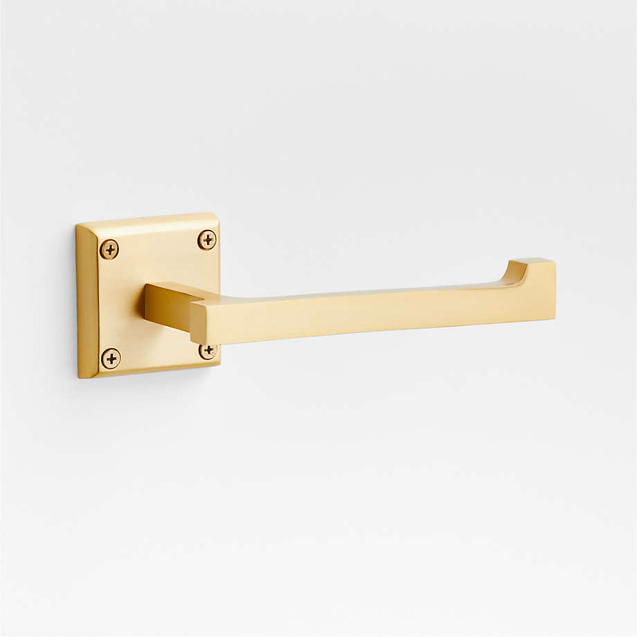 Square Edge Brushed Brass Wall-Mounted Toilet Paper Holder