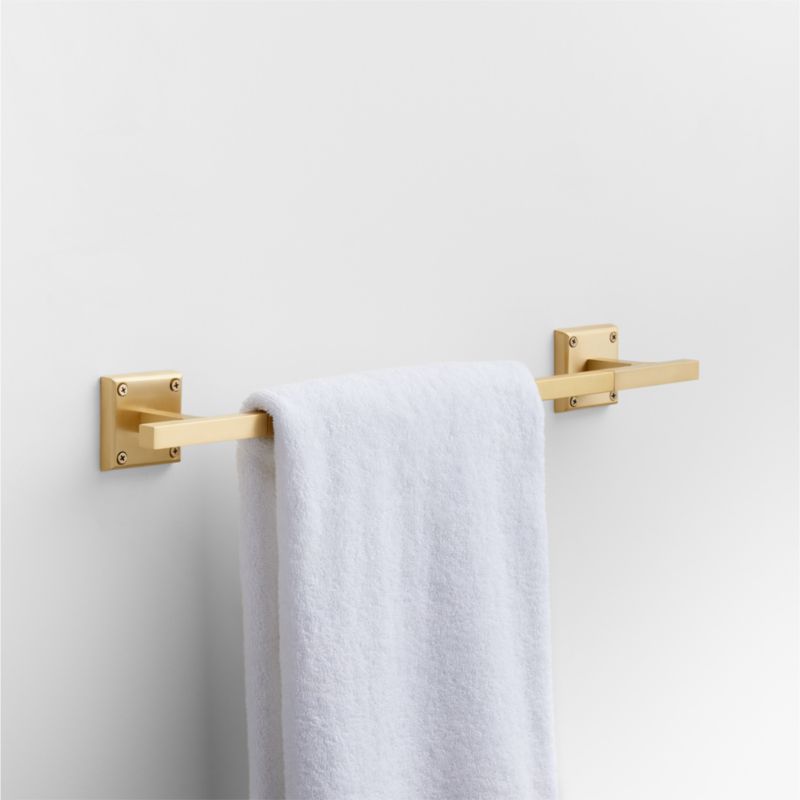 Square Edge Brushed Brass Bath Towel Bar 18"